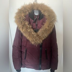 MACKAGE ADALI-F WOMEN'S DOWN COAT W/ NATURAL FUR COLLAR - BURGUNDY